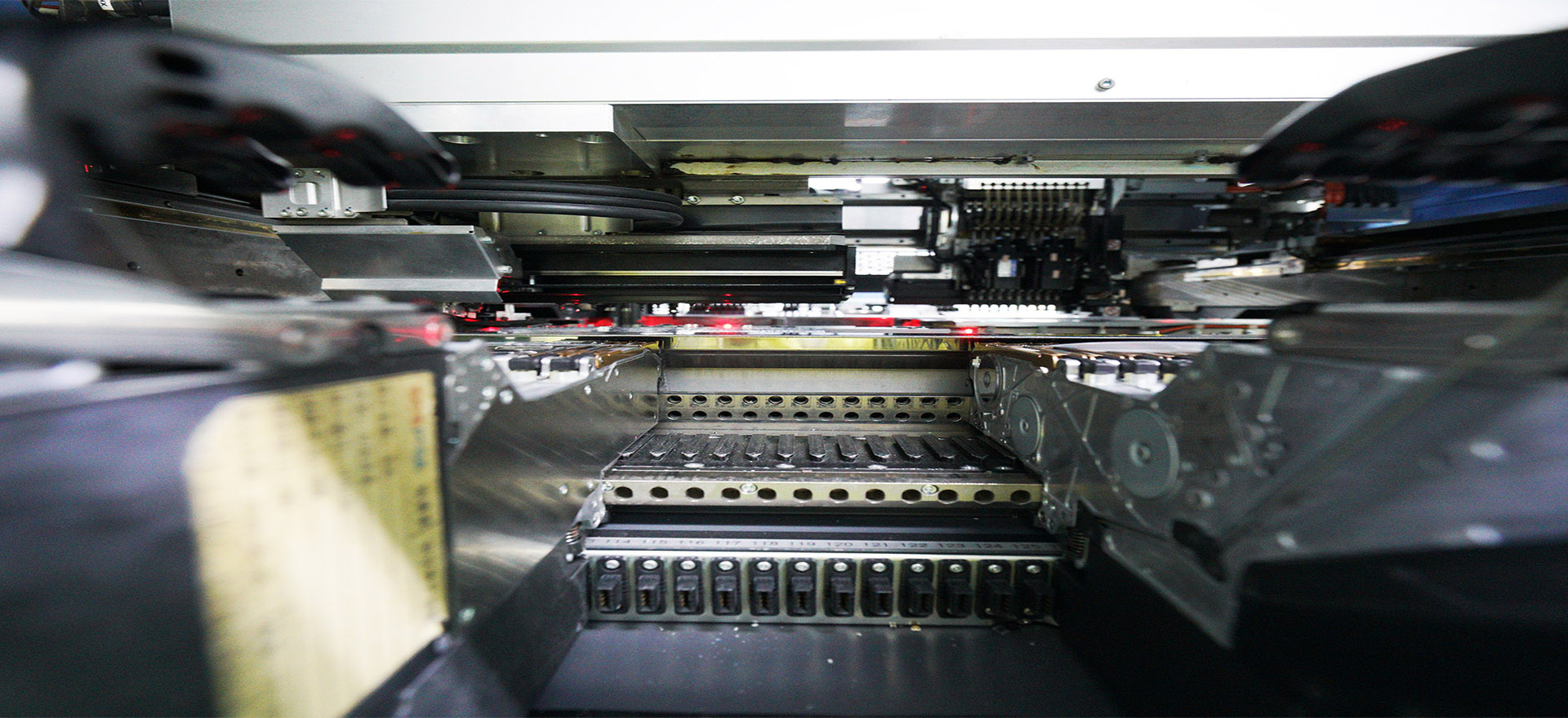 inside of YS24 line SMT placement machine